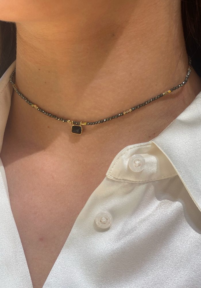 Collier Choker Ice En Pyrite Et Agate - Hanka In