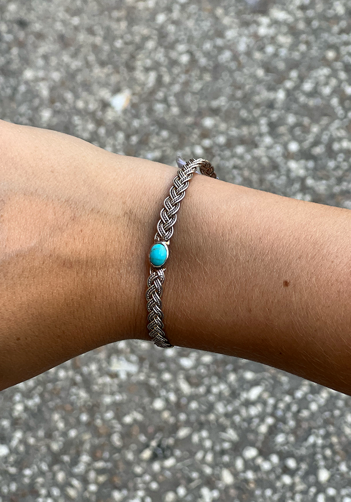 Jonc Ouvert Tressé Et Turquoise - Sélectionné par Blush
