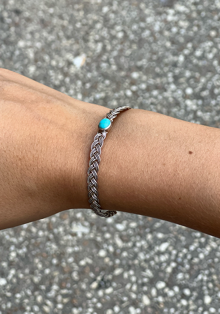 Jonc Ouvert Tressé Et Turquoise - Sélectionné par Blush