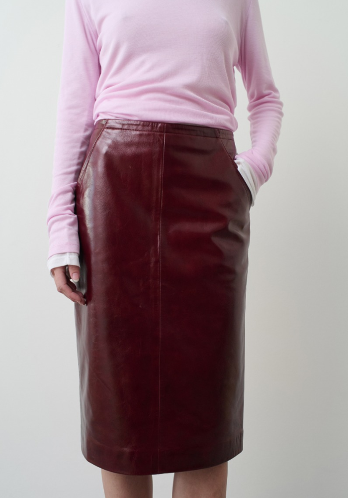 Jupe Midi Leather Bordeaux - Remain