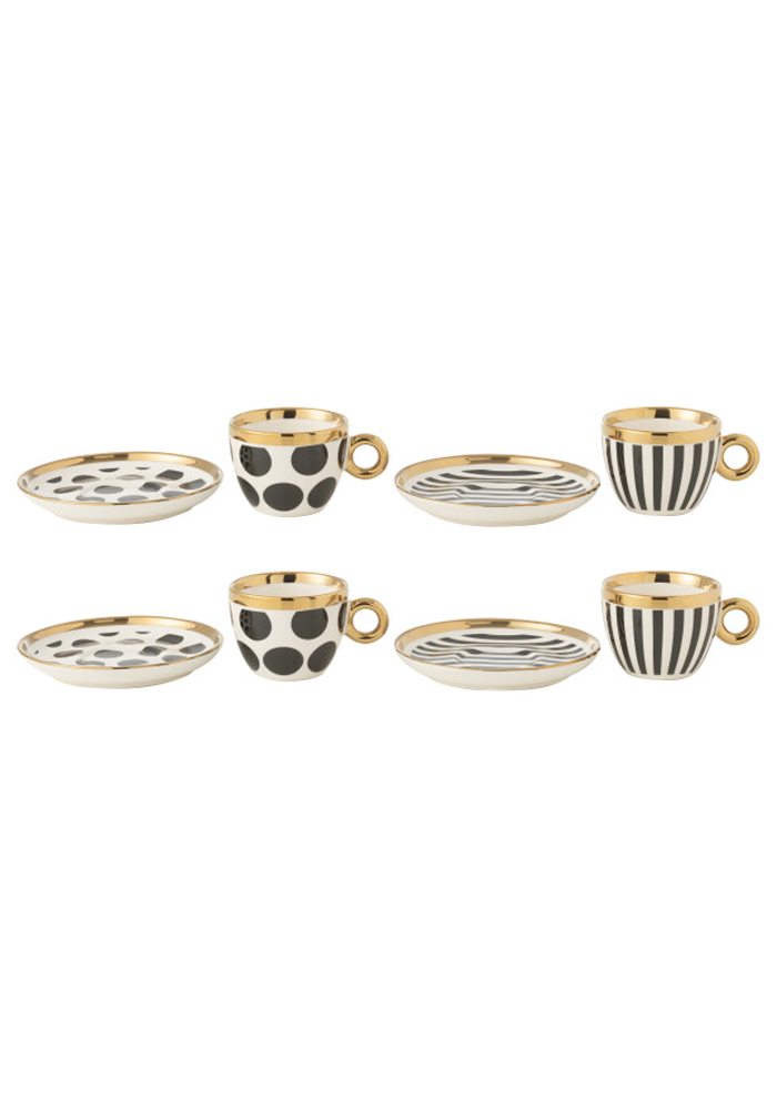 Lot De 4 Tasses Et Soucoupes Noires Et Blanches - Sélectionné par Blush