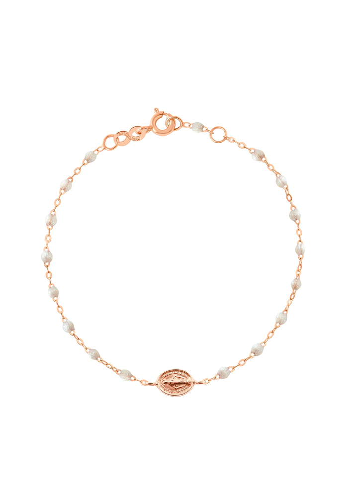 Bracelet Madone Or Rose Et Résines Opale 17cm - Gigi Clozeau