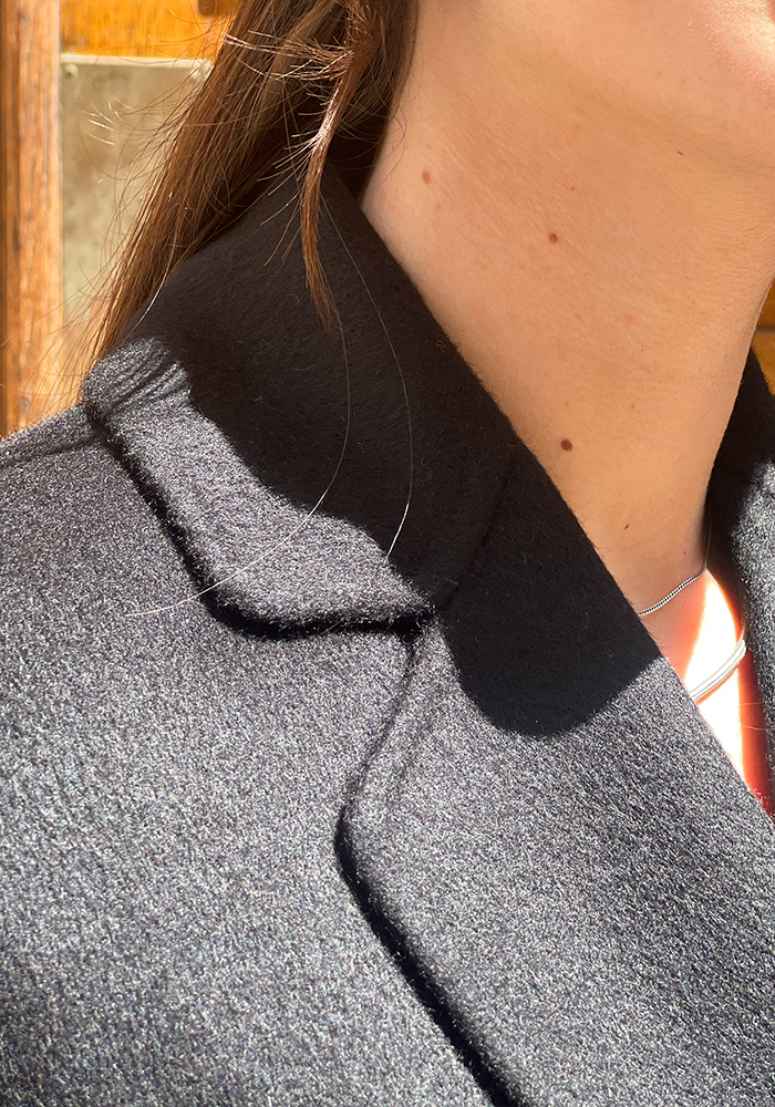 Manteau Long Double Col Noir - Lou Andrea