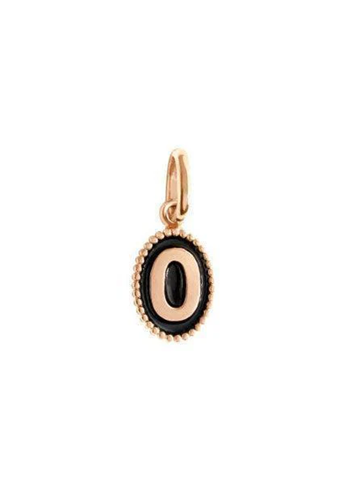 Colgante número 0 de resina negra y oro rosa