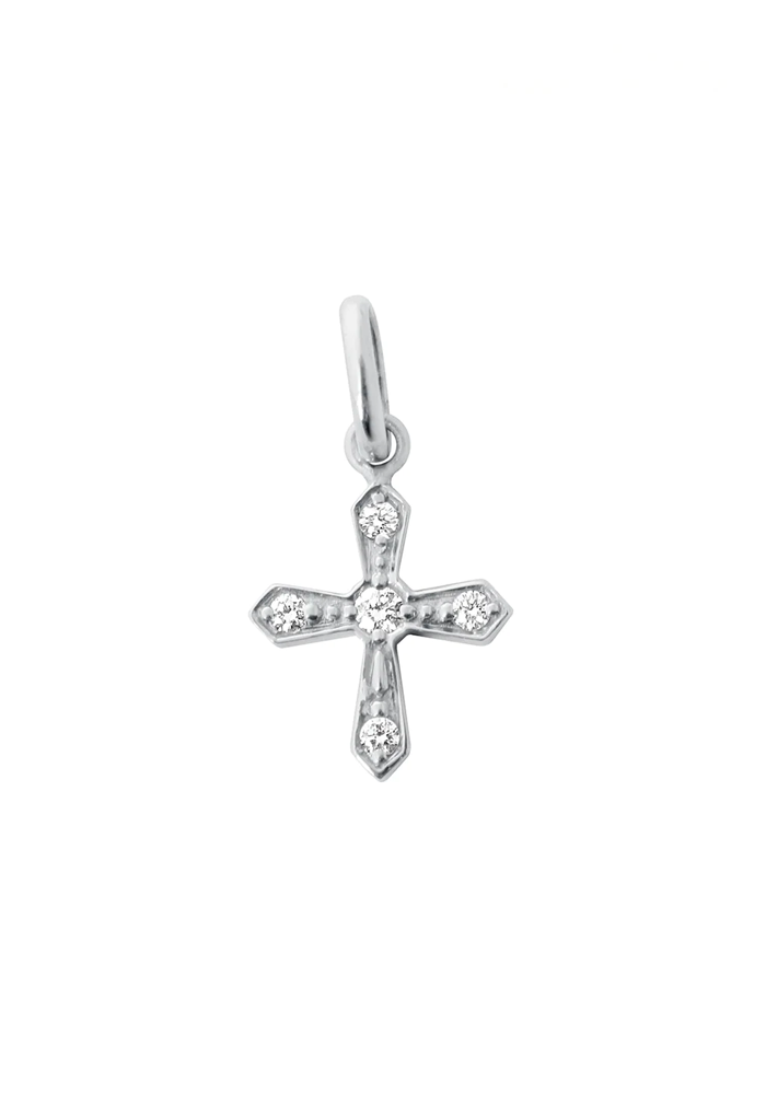 Pendentif Croix Vintage Or Blanc & Diamants - Gigi Clozeau
