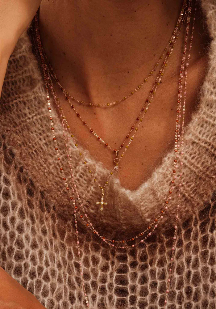 Pendentif Croix Vintage Or Rose & Diamants - Gigi Clozeau