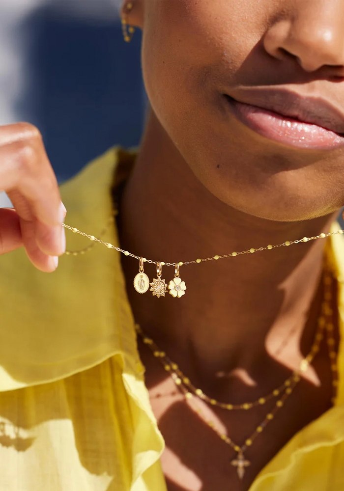 Pendentif Madone Or Rose Résine Mimosa - Gigi Clozeau