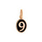 Pendentif Chiffre 9 Or Rose Et Résine Noire