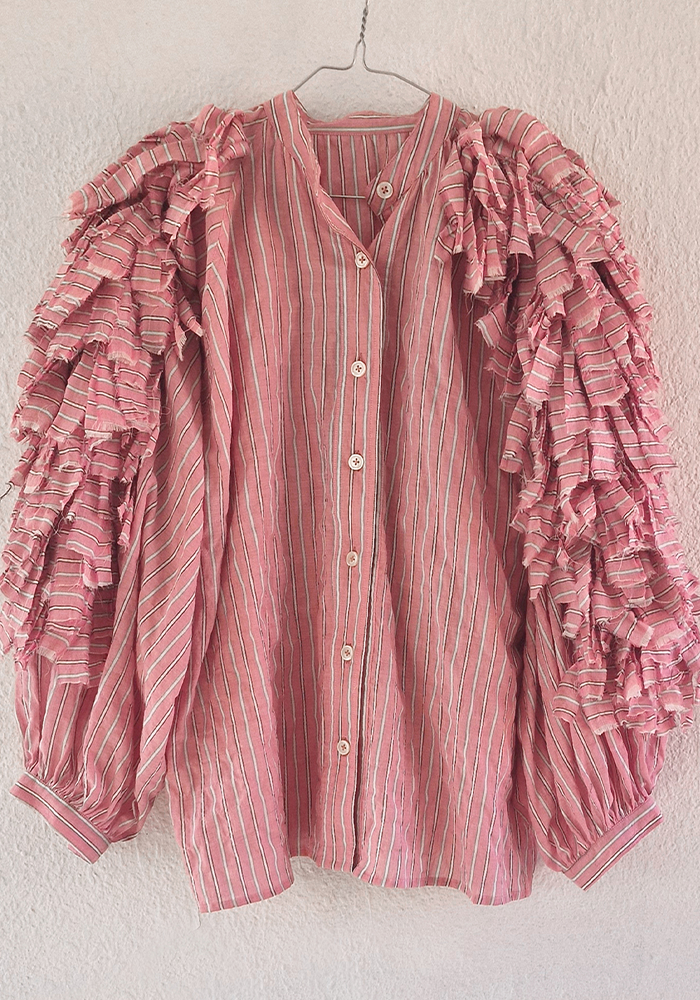 Chemise Birds Rayée Rose - Claramonte