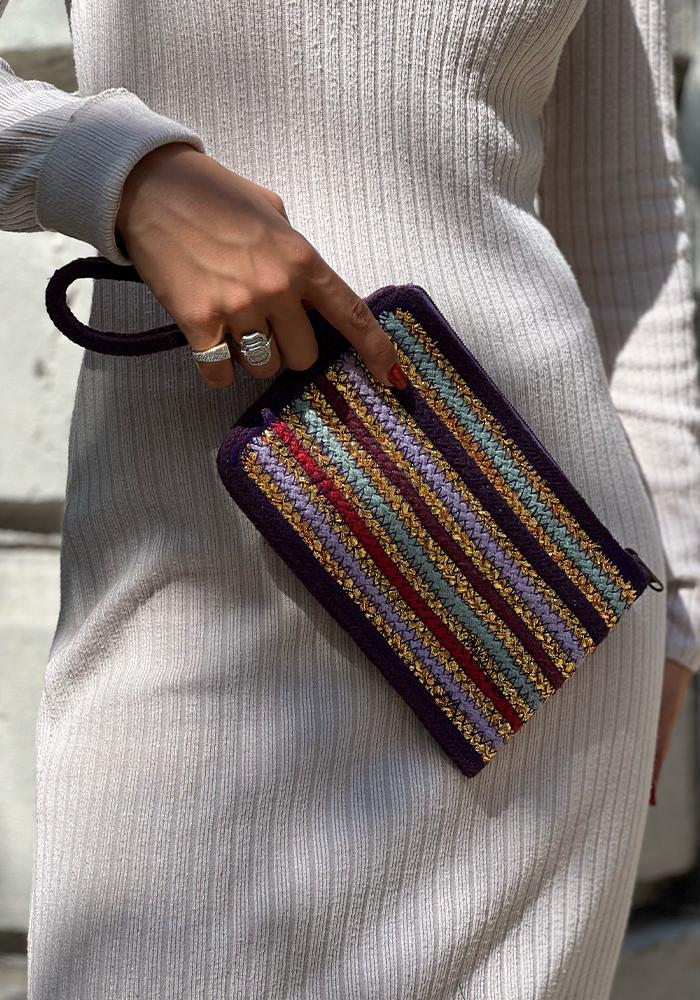 Pochette Rayée Violette - Blush Sélection Maroquinerie