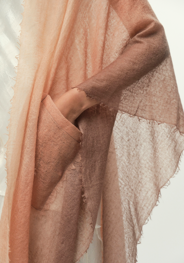 Cape Woven Semi Felted Brown - Mirror In The Sky