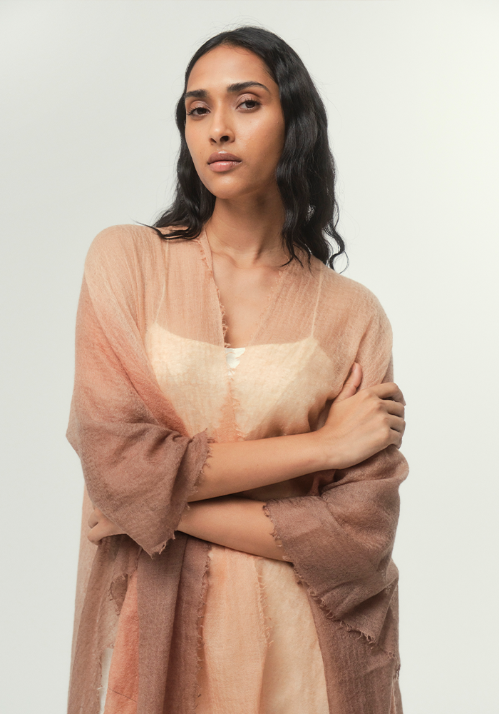 Cape Woven Semi Felted Brown - Mirror In The Sky