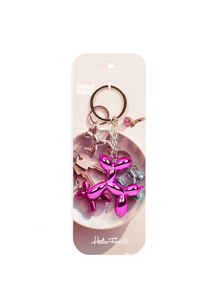 Porte Cle Chien Ballon Rose - Blush Sélection