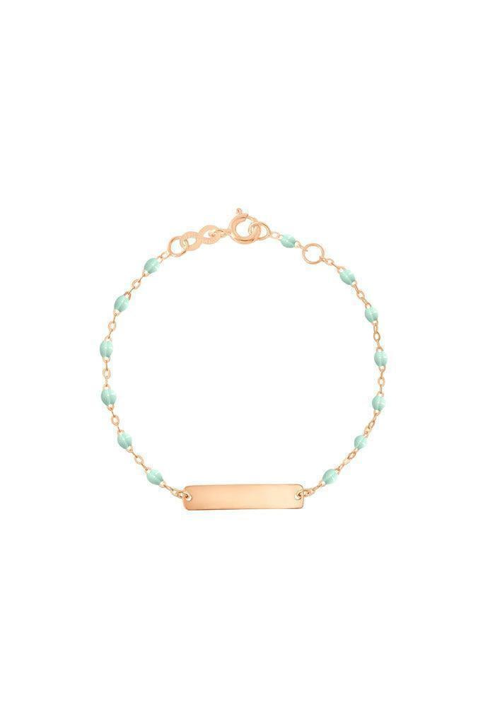 Bracelet Enfant Little Gigi Plaque Rectangle Résine Jade Or Rose 13cm - Gigi Clozeau