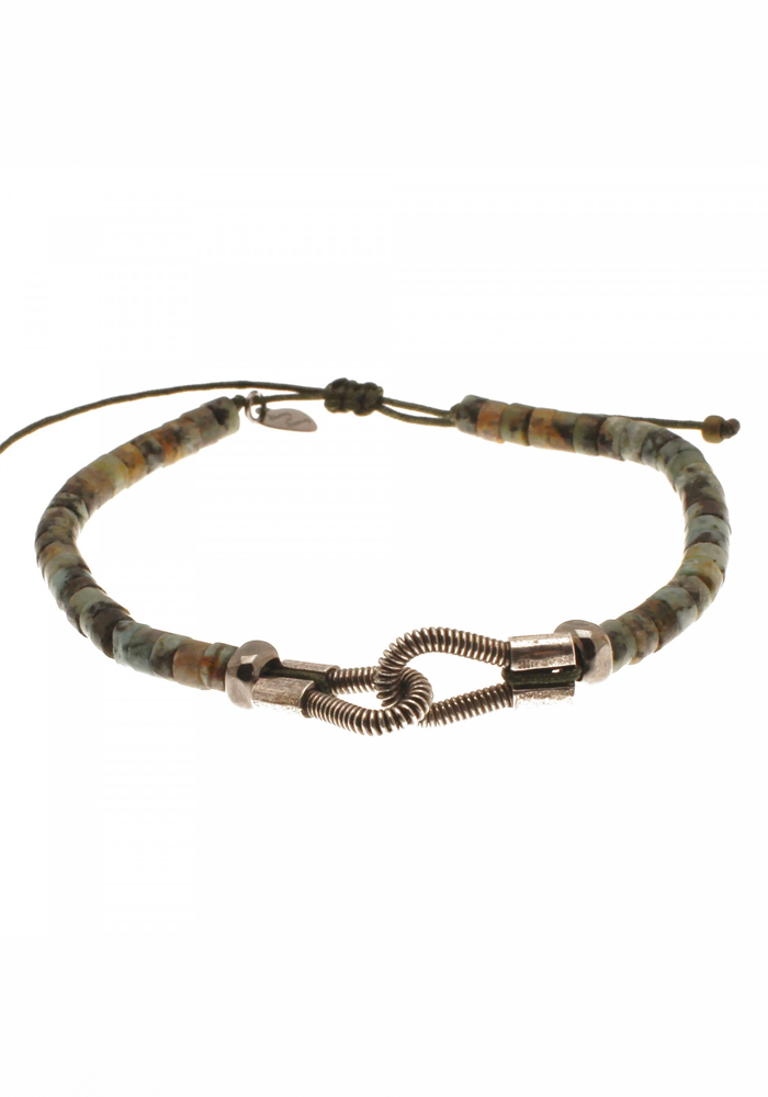 Pulsera de piedras Rondelle You & Me en hilo de macramé turquesa mate