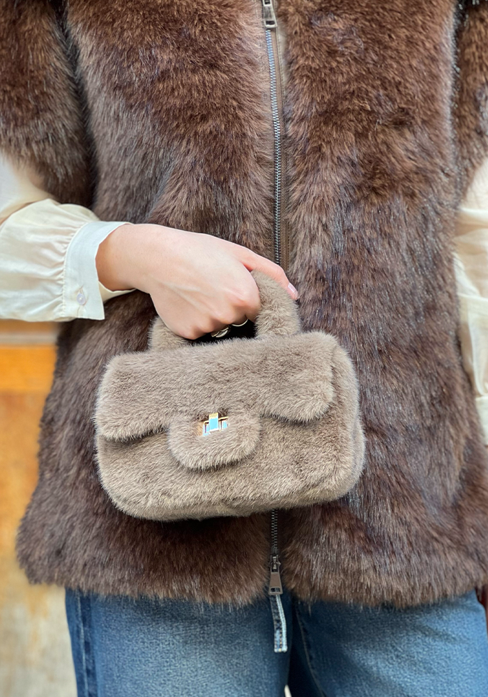 Sac Mini Fourrure Moka - Lou Andrea