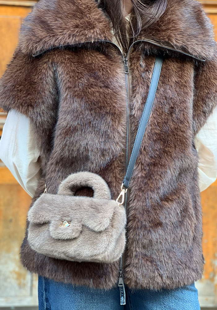 Sac Mini Fourrure Moka - Lou Andrea