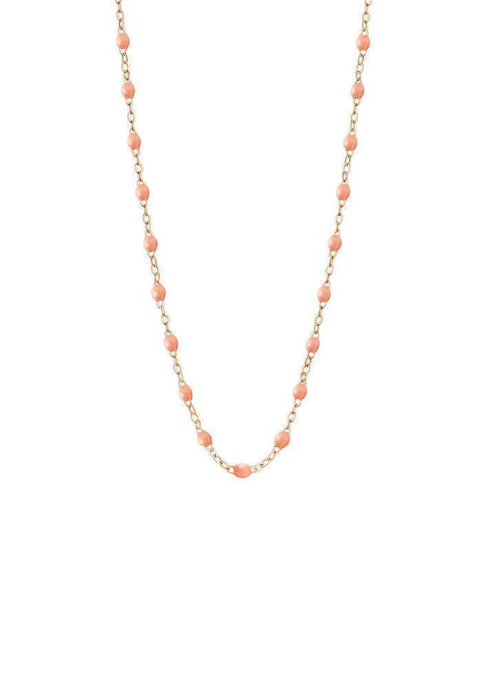 Collier Classique Gigi Or Rose Et Résines Saumon 42cm