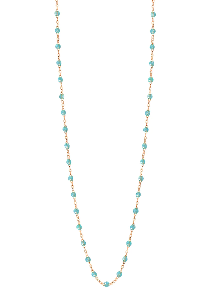 Sautoir Classique Gigi Or Rose Et Résines Aqua 86cm - Gigi Clozeau