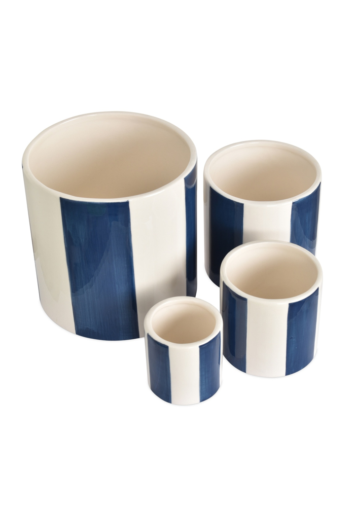 Set De 4 Pots Rayures Bleus - Blush Sélection