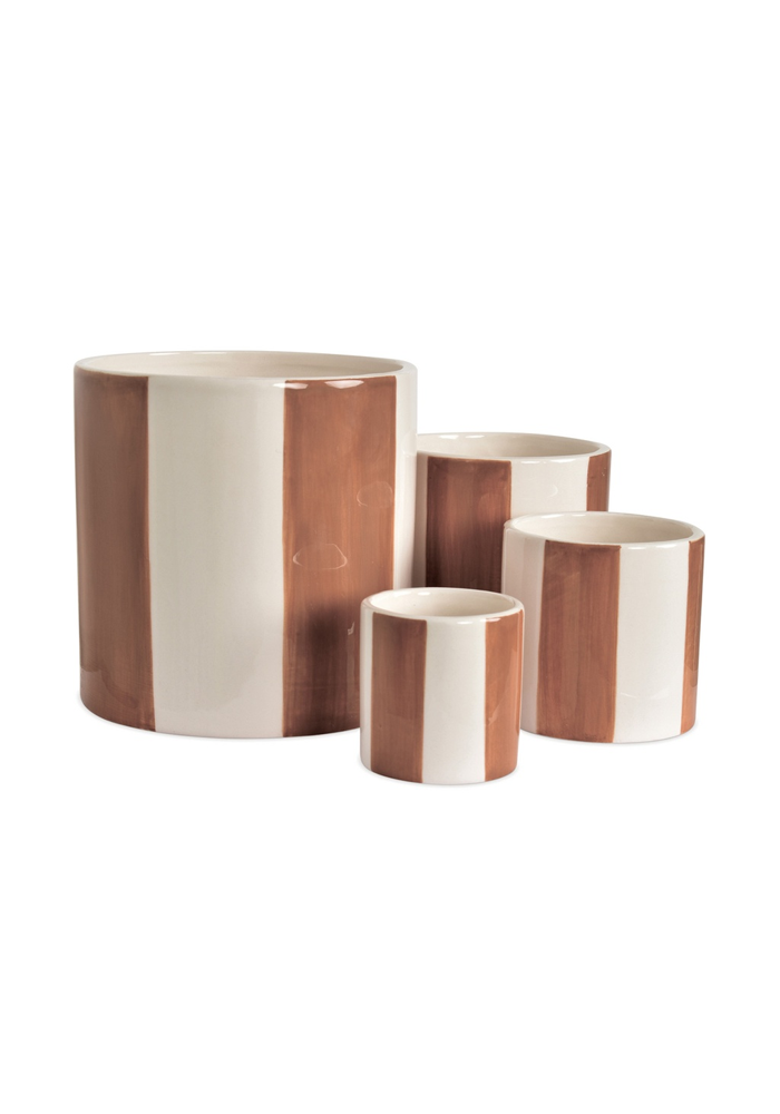 Set De 4 Pots Rayures Marrons - Blush Sélection