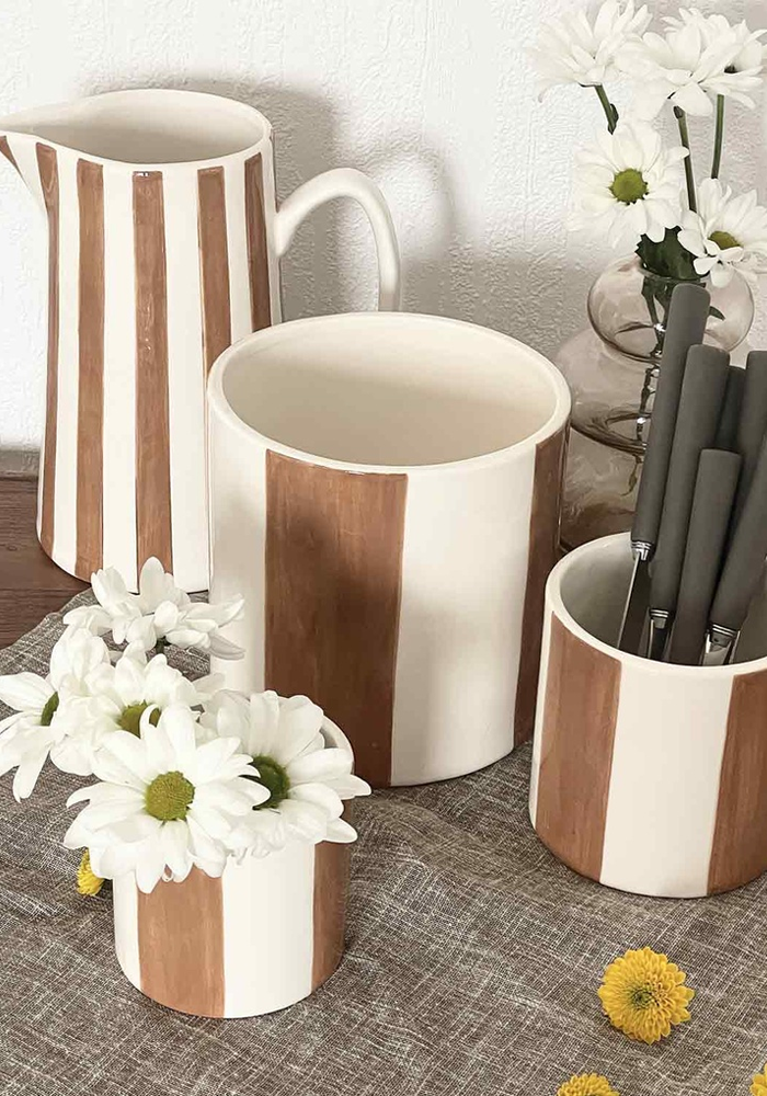 Set De 4 Pots Rayures Marrons - Blush Sélection