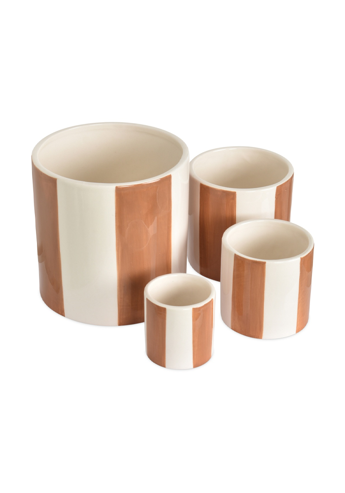 Set De 4 Pots Rayures Marrons - Blush Sélection