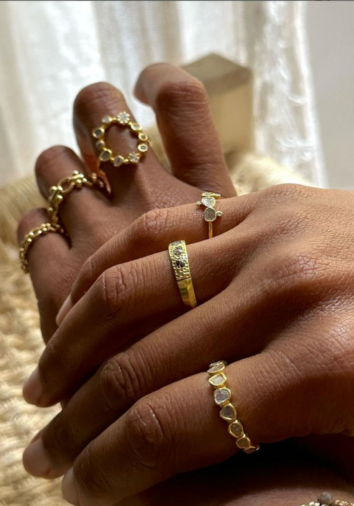 Bague Alliance Tout Diamants Polki Sertis - Vix & Max