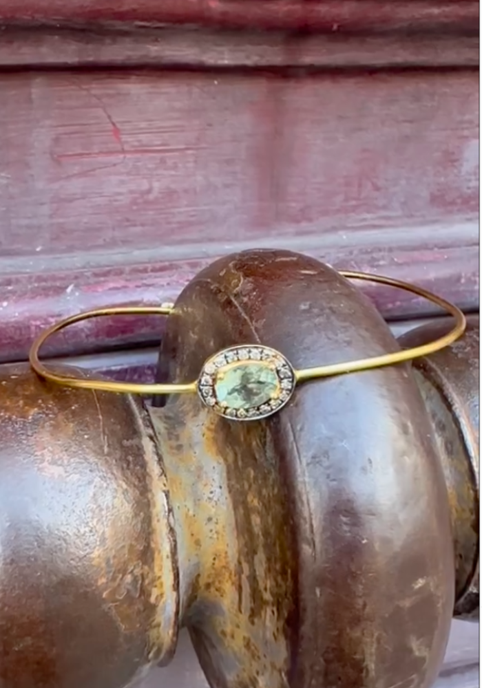 Jonc Victoria Tourmaline Verte Et Diamants - Vic Et Max