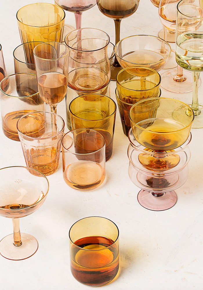Set De 6 Verres A Vin Ambre et Rose - Blush Sélection Décoration