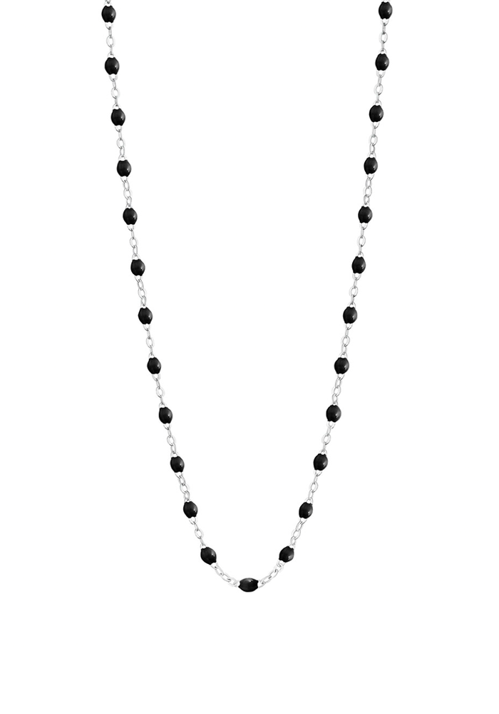 Collier Classique Gigi Or Blanc Et Résines Noir 50 cm - Gigi Clozeau