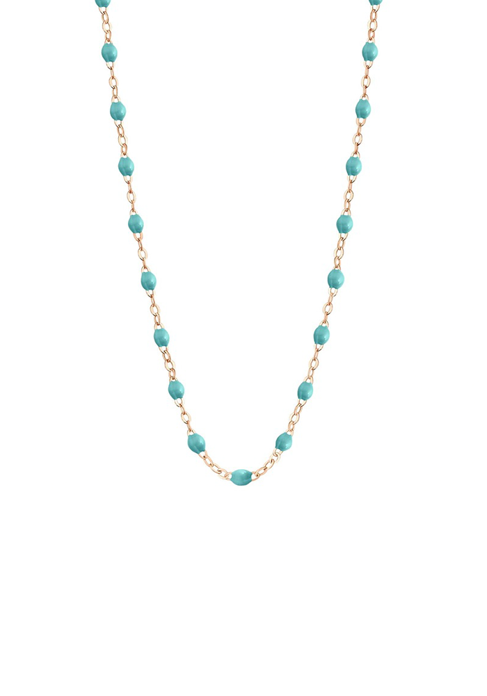 Collier Classique Gigi Or Rose Et Résines Turquoise Vert 42cm - Gigi Clozeau