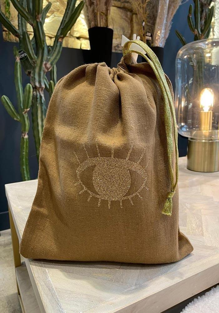 Pochette De Voyage "Oeil" En Lin Grand Modèle