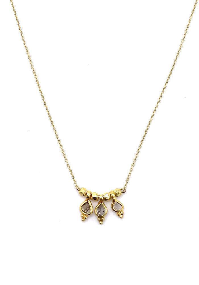 Polki 3 Diamond Trinity Necklace