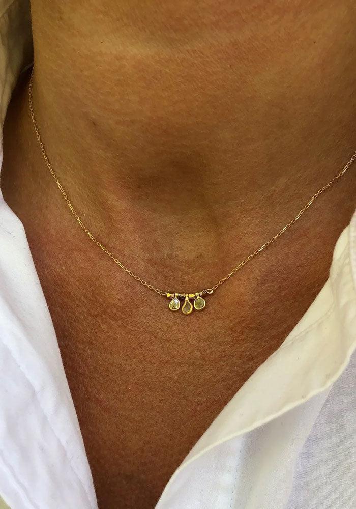 Polki 3 Diamond Trinity Necklace