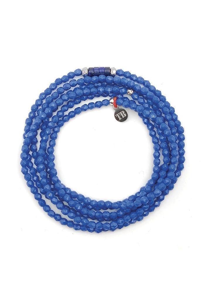 Collier Ou Bracelet Vero 6 Tours Perles Bleues Majorelle - Têtes Blondes