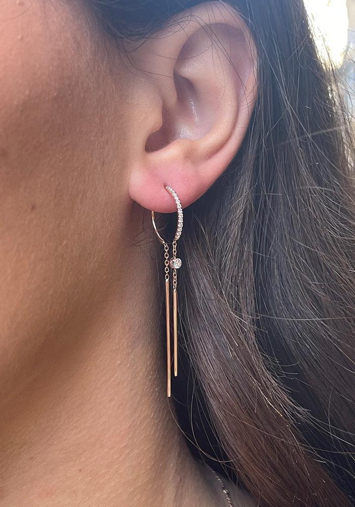 Boucle D'Oreille Azura En Diamants Blanc Et Or Rose Petit Modèle