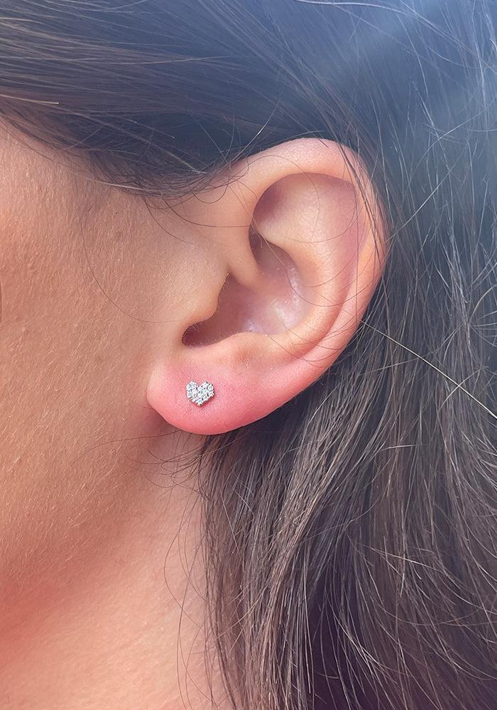 Boucle D'Oreille Opensea Heart En Or Rose Et Diamants Blancs