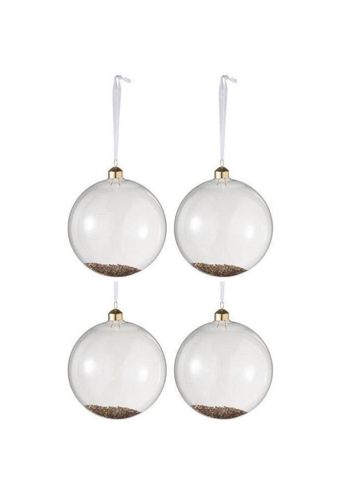 Boite De 4 Boules De Noël Paillettes Dorées
