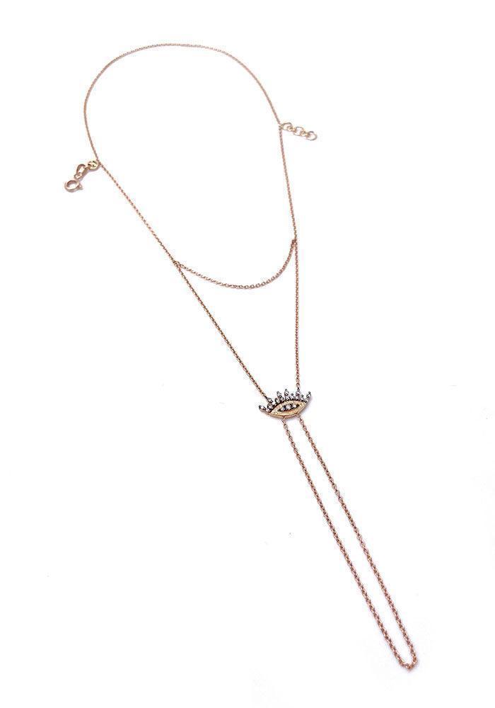 Bijou De Main Oeil Or Rose Et Diamants Champagnes - Kismet