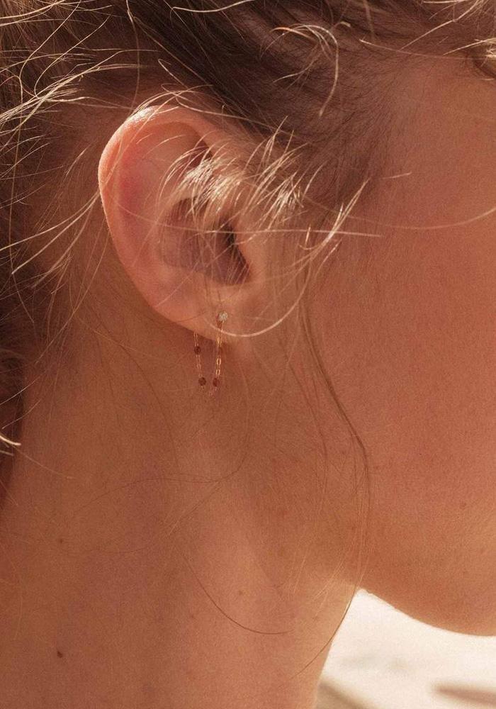 Boucles D'Oreilles Gigi Suprême Diamant Or Rose Et Résines Fauve
