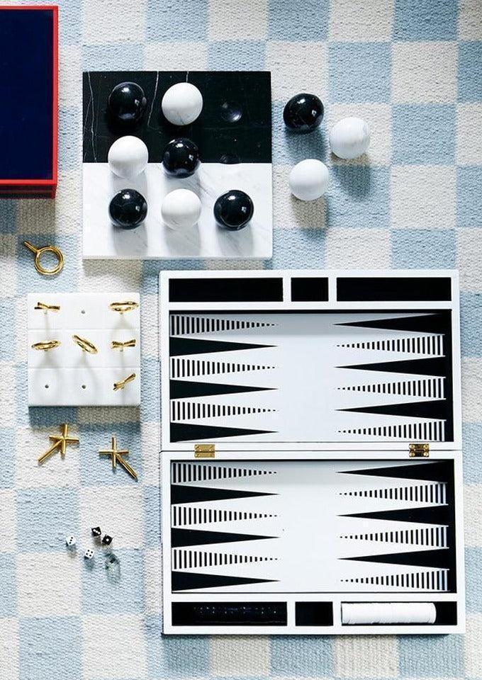 Jeu "Backgammon Op Art" Noir Et Blanc