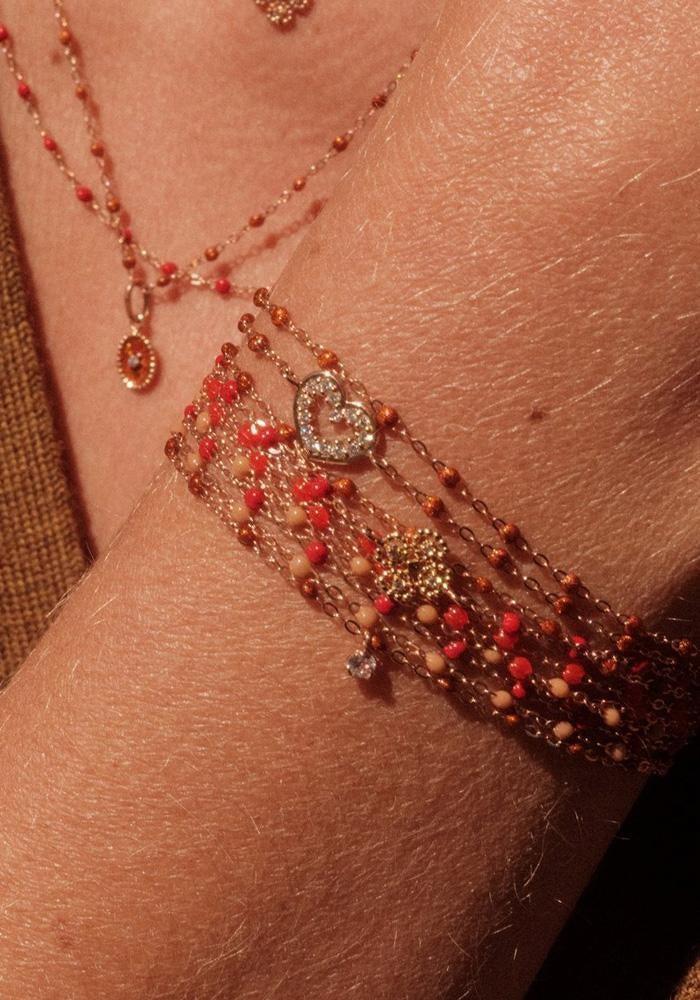 Bracelet Gigi Suprême Diamant Or Rose Et Résines Fauves