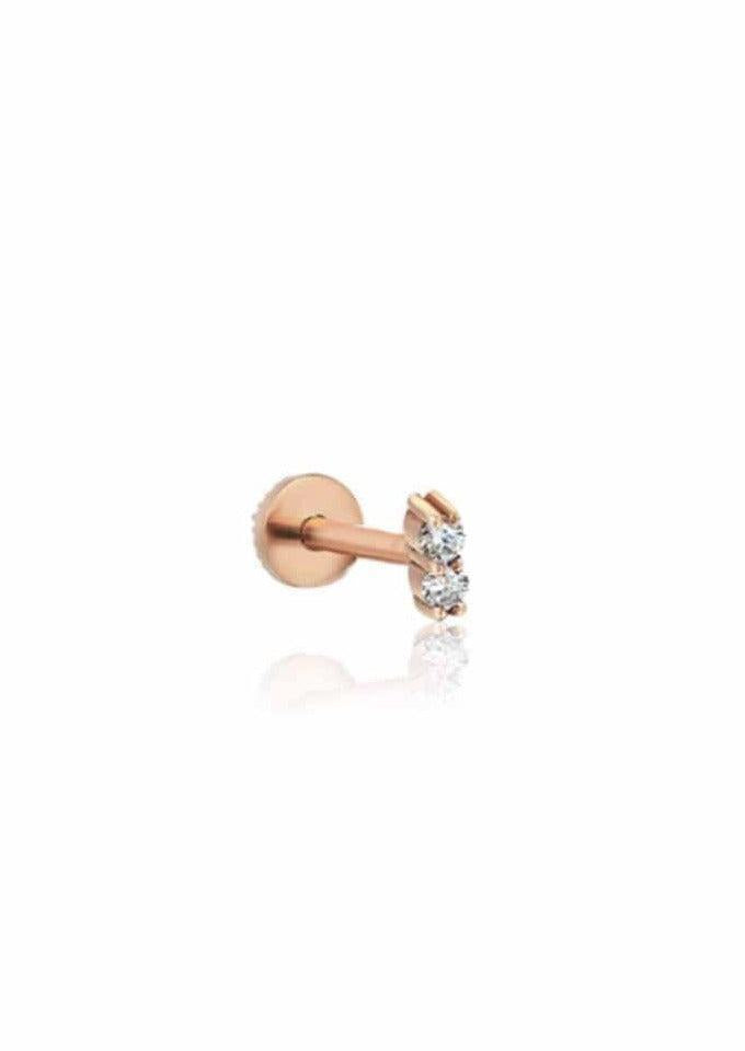 Boucle D'Oreille Piercing "Bar 2 Solitaire" Diamants Blancs