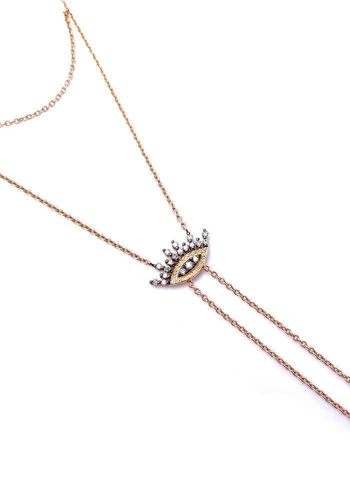 Bijou De Main Oeil Or Rose Et Diamants Champagnes - Kismet