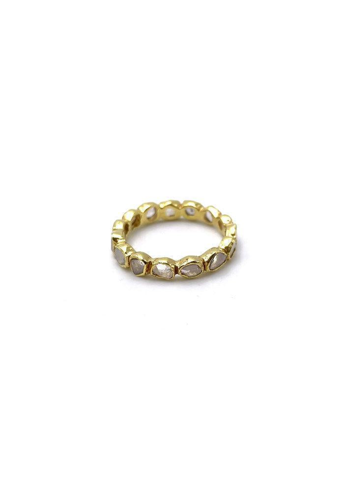 Anillo de boda con conjunto de polki de diamantes