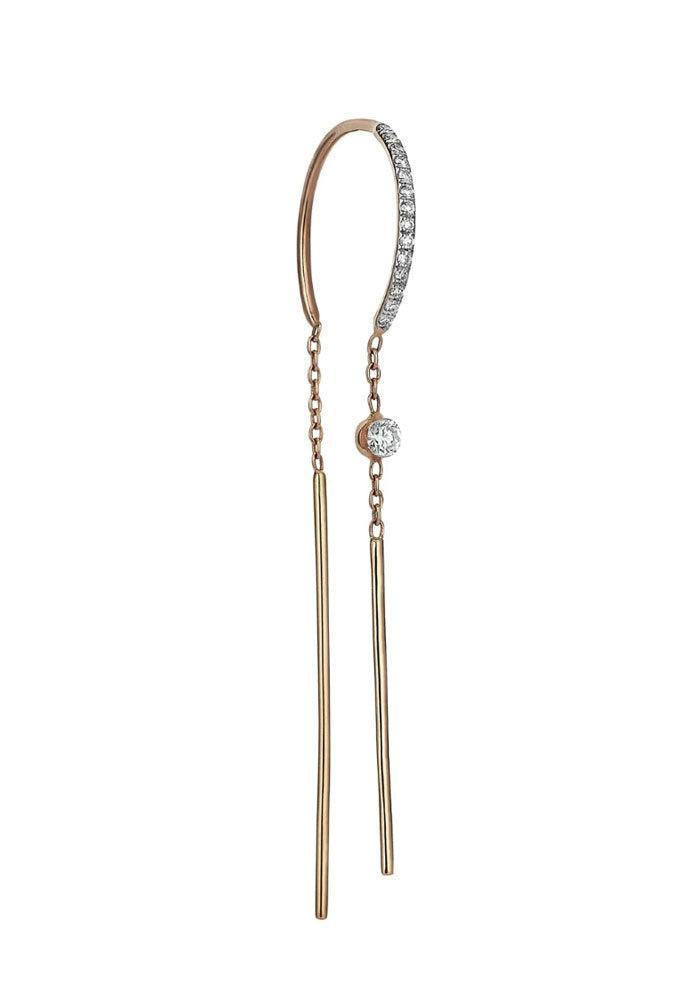 Boucle D'Oreille Azura Drop En Diamants Blanc Et Or Rose - Kismet By Milka