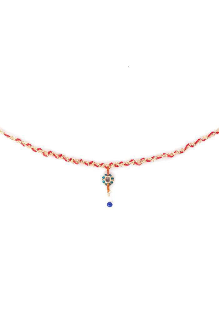 Collier Tressé Doré Et Rouge Avec Pendentif - Marie Laure Chamorel