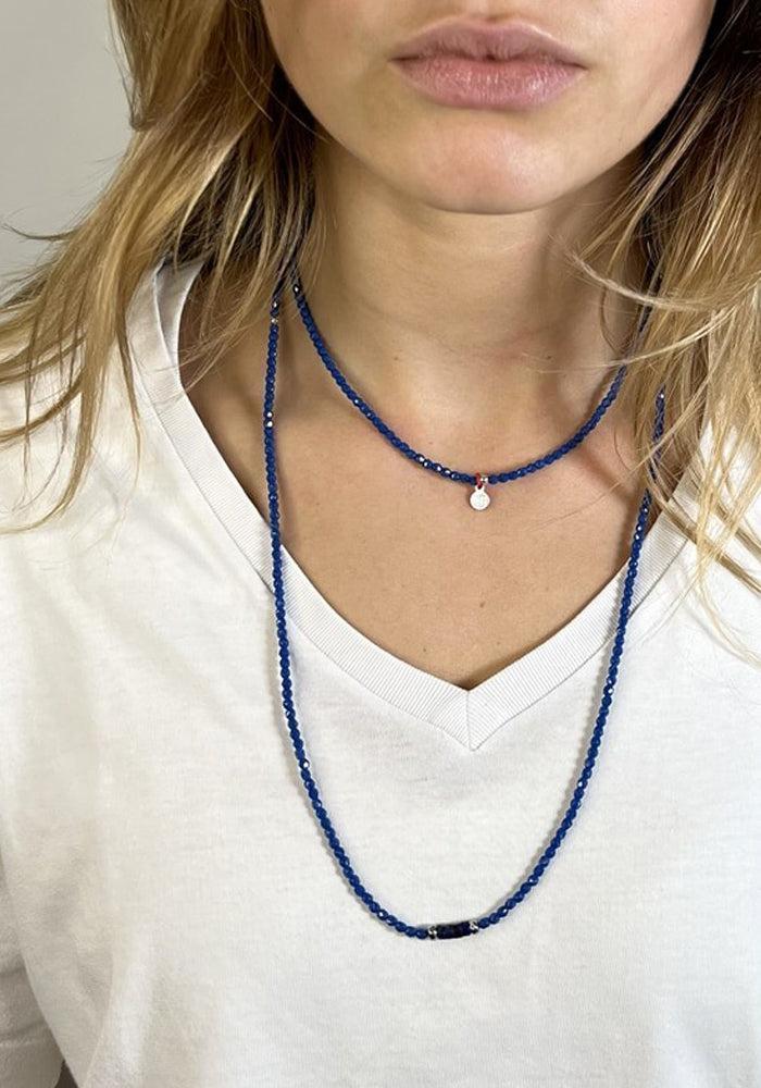 Collier Ou Bracelet Vero 6 Tours Perles Bleues Majorelle - Têtes Blondes