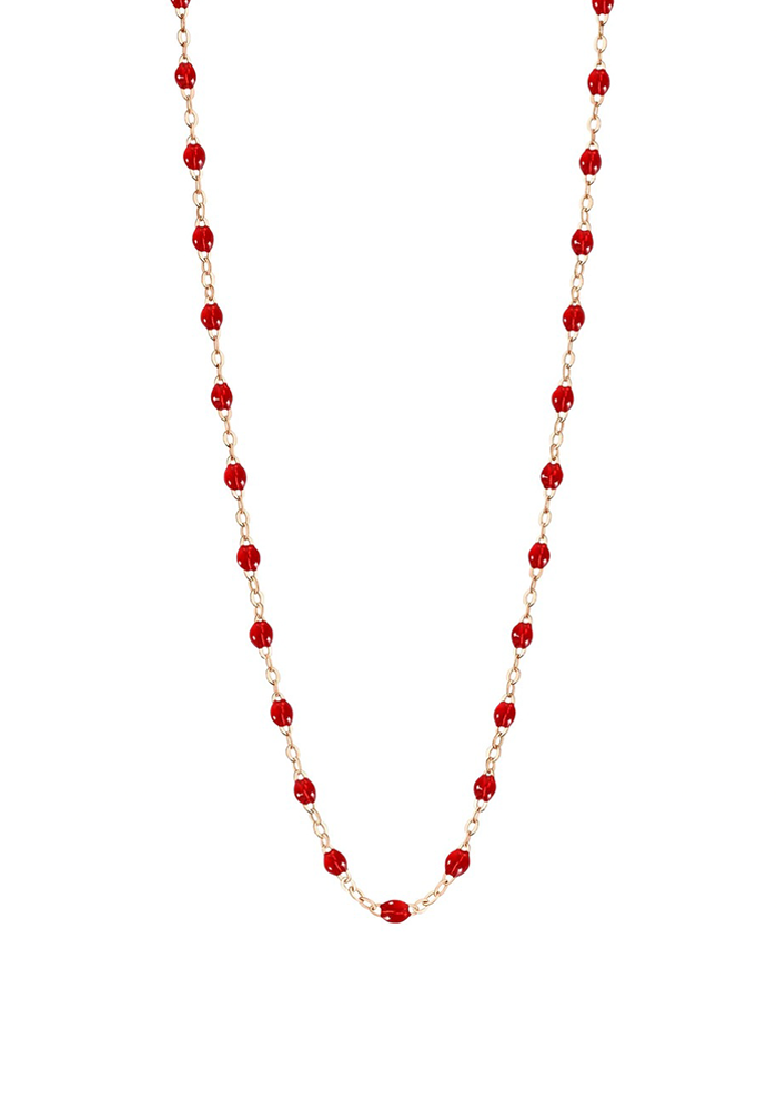 Collier Classique Gigi Or Rose Et Résines Rubis 50 cm - Gigi Clozeau